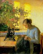 Anna Ancher Sewing fisherman's wife Spain oil painting artist